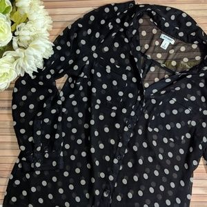 Old Navy Polka Dot Sheer Longline Button Down